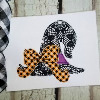 Witch Hat with Bow Machine Applique Design - Triple Stitch